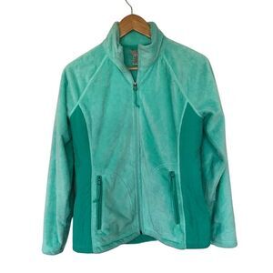 L.L. Bean Light Green Full Zip Up Fleece Jacket Women's Small‎